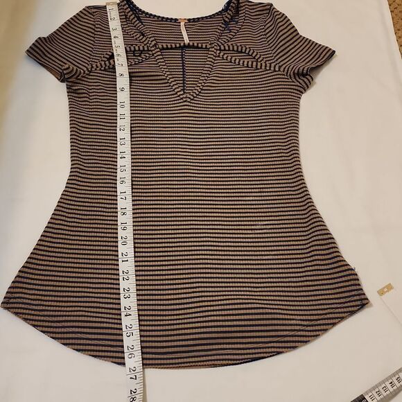 Free People Frenchie Striped Cutout Ribbed Shirt small - Picture 5 of 7